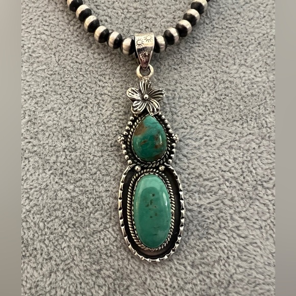 ❤️ Kingman Turquoise Sterling Decorative Navajo Statement 11gm Pendant 2.52”L - Picture 1 of 10